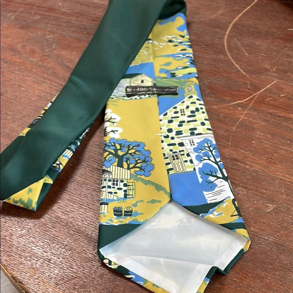 Sears The Mens Store vintage Scenic Print Silk Tie- General Store